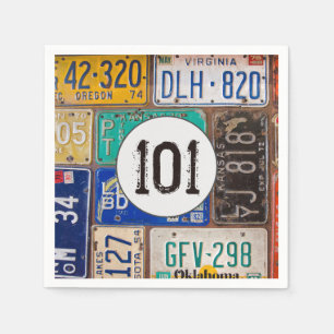 Rusty License Bord 101st Birthday Napkins Servet