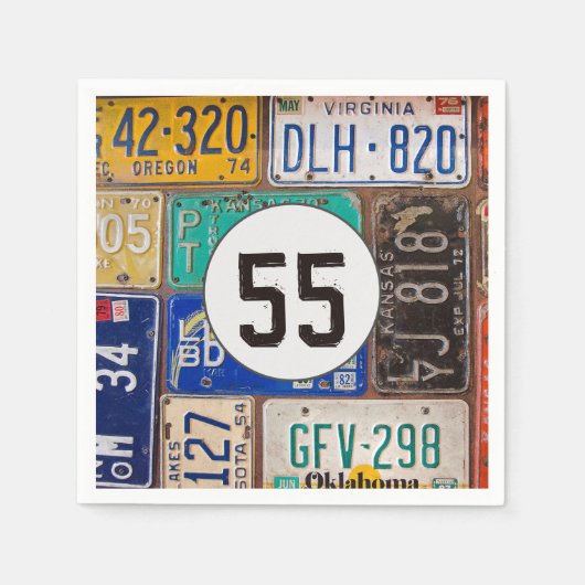 Rusty License Bord 55th Birthday Napkins Servet (Voorkant)