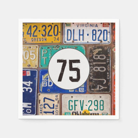 Rusty License Bord 75th Birthday Servet (Voorkant)