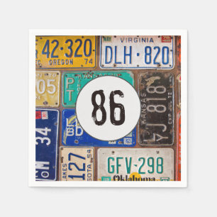 Rusty License Bord 86th Birthday Napkins Servet