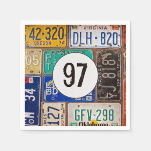 Rusty License Bord 97th Birthday Napkins Servet