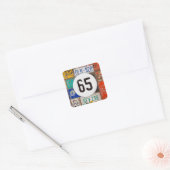 Rusty License Borden voor 65th Birthday Vierkante Sticker (Envelop)