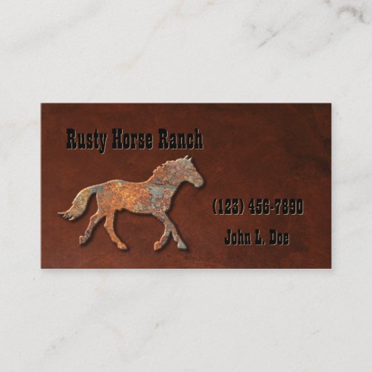 Rusty Metal Horse and Leather Visitekaartje (Voorkant)
