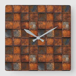 Rusty Metal Wall Clock Vierkante Klok