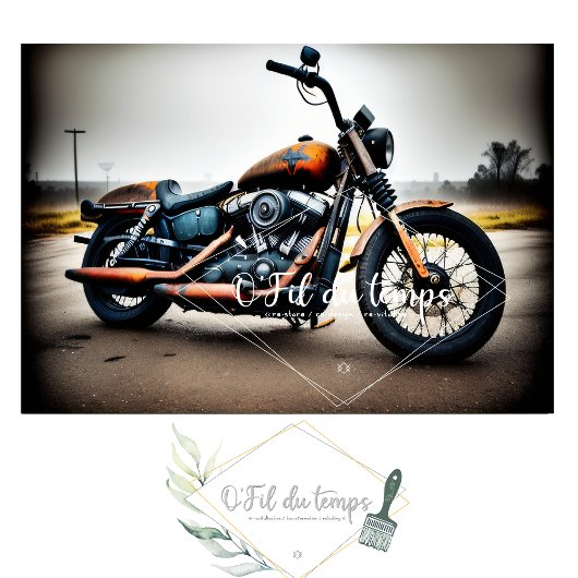 Rusty old bike v6 post-apocallyptic Tissue paper Tissuepapier