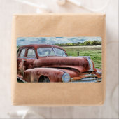 Rusty Old Classic Car  Automobile Etiket (Insitu)
