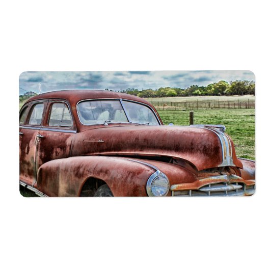 Rusty Old Classic Car  Automobile Etiket (Voorkant)