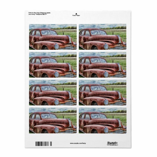 Rusty Old Classic Car  Automobile Etiket (Full Sheet)