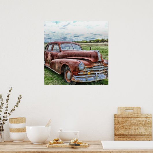 Rusty Old Classic Car  Automobile Poster (Keuken)