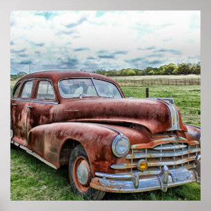 Rusty Old Classic Car  Automobile Poster