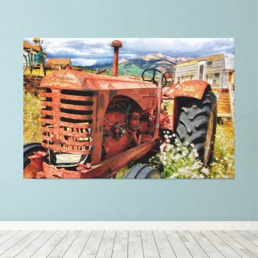 Rusty Old  Tractor Canvas Afdruk (Insitu (Houten vloer))
