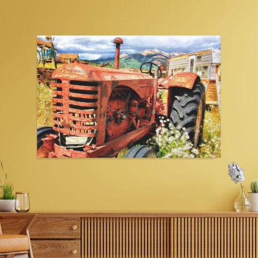 Rusty Old  Tractor Canvas Afdruk (Insitu (Woonkamer))