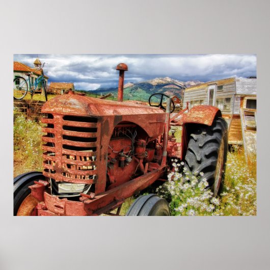 Rusty Old  Tractor Poster (Voorkant)
