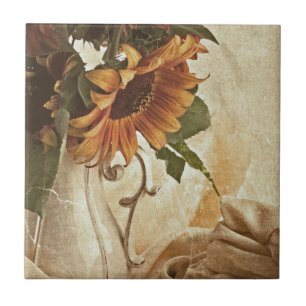 Rusty Oranje zonnebloemen Tegeltje