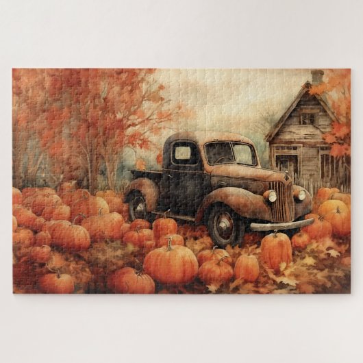  Rusty Pickup en Pompoenen Herfst 20x30 Legpuzzel (Horizontaal)