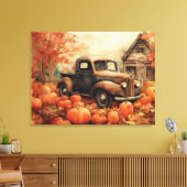 Rusty Pickup en Pompoenen Herfst 32x24 Canvas Afdruk (Insitu (Woonkamer))