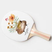 Rusty Pink Rose Flowers Trendy Script Name Tafeltennisbatje (Zijkant)