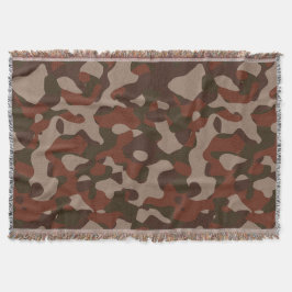 Rusty Red and Dark Olive Camo abstract Deken