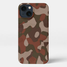 Rusty Red and Dark Olive Camo abstract iPhone 13 Hoesje