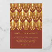 Rusty red Art Deco goudFolie Uitnodiging (Voorkant)