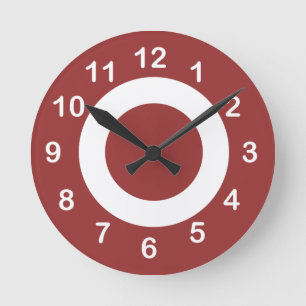 Rusty Red en White Target Circles Ronde Klok