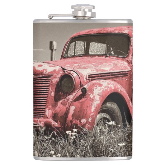  Rusty Red Truck Flask Heupfles (Voorkant)