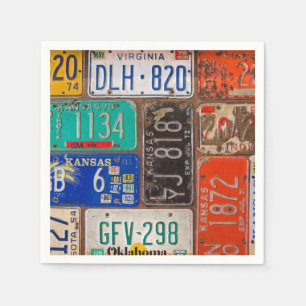 Rusty Retro License Bord Collectie Servet