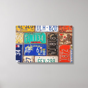 Rusty Retro Licentie bord Collage Canvas Afdruk