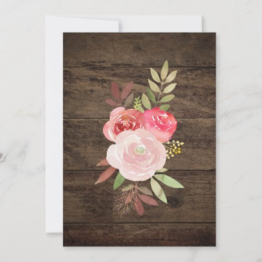 Rusty Roos Rustic Country Huwelijksuitnodiging Kaart (Achterkant)