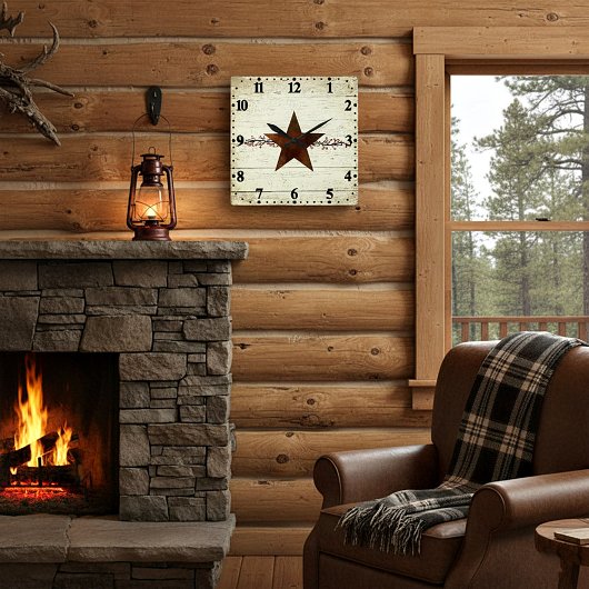 Rusty star en bessen vierkante klok