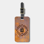 Rusty Steel Monogram Bagagelabel (Voorkant verticaal)