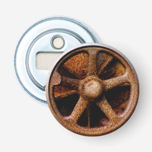 Rusty Submarine Hatch Wheel Button Flesopener