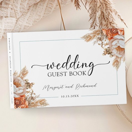 Rusty Terracotta Peony Floral Mariage Livre d'invi