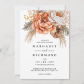 Rusty Terracotta Peony Waterverf Floral Wedding Kaart (Voorkant)