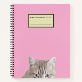 Rusty The Cat Peeking Roze Spiraal Notitieboek