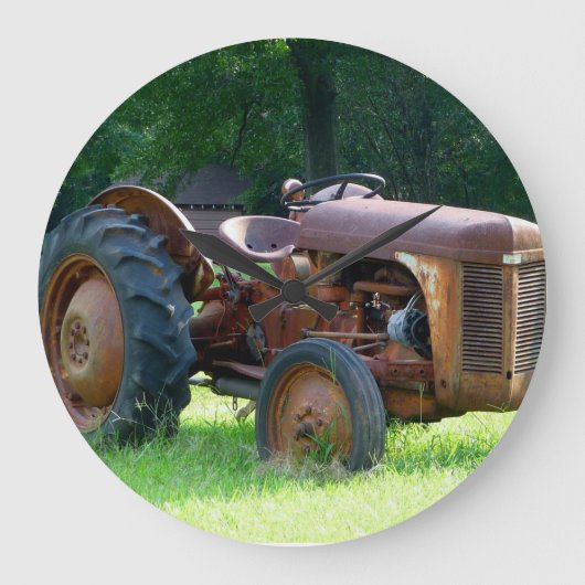 Rusty Tractor Clock Grote Klok (Voorkant)