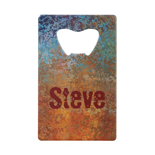 Rusty, Verdigris, Grunge Steampunk Kredietkaart Flessenopener (Voorkant)