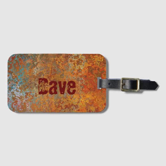 Rusty, Verdigris, Grunge Steampunk Personalized L Bagagelabel (Voorkant (horizontaal))