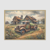 Rusty verlaten pick-up in het landelijke landschap tissuepapier (Voorkant)