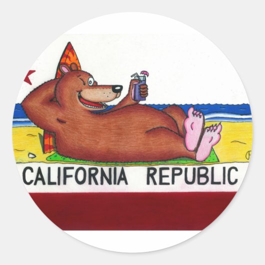 Rusty's California Beer Flag Ronde Sticker (Voorkant)