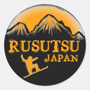 Rusutsu Japan oranje snowboarder stickers