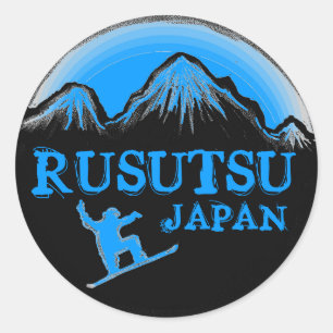 Rusutsu Japon stickers snowboarder bleu