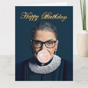 Ruth Bader Ginsburg Blaast Roze Bubble Gum Kaart