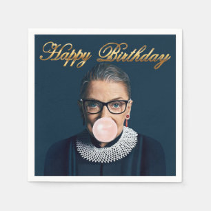 Ruth Bader Ginsburg Blaast Roze Bubble Gum Servet