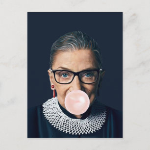 Ruth Bader Ginsburg Blaast Roze Kauwgom Briefkaart