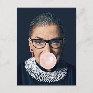 Ruth Bader Ginsburg Blaast Roze Kauwgom Briefkaart
