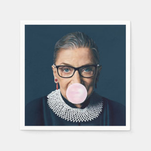 Ruth Bader Ginsburg Blaast Roze Kauwgom Bubbel Servet