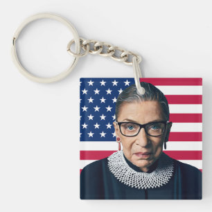 Ruth Bader Ginsburg en de vlag van de VS Sleutelhanger