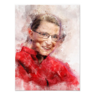 Ruth Bader Ginsburg Lachende Waterverf Portret R Foto Afdruk