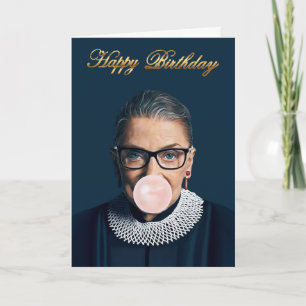 Ruth Bader Ginsburg Roze Bubblekauw Verjaardagswen Kaart